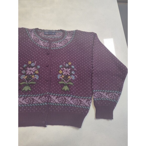 Herman Geist Hand Embroidered Cardigan Sweater Cottagecore Large Button Up Wool - Picture 2 of 13